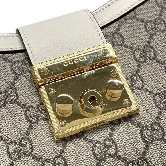 Auth GUCCI Padlock/GG Supreme 811705 Beige White PVC Leather Shoulder Bag - Picture 11 of 16